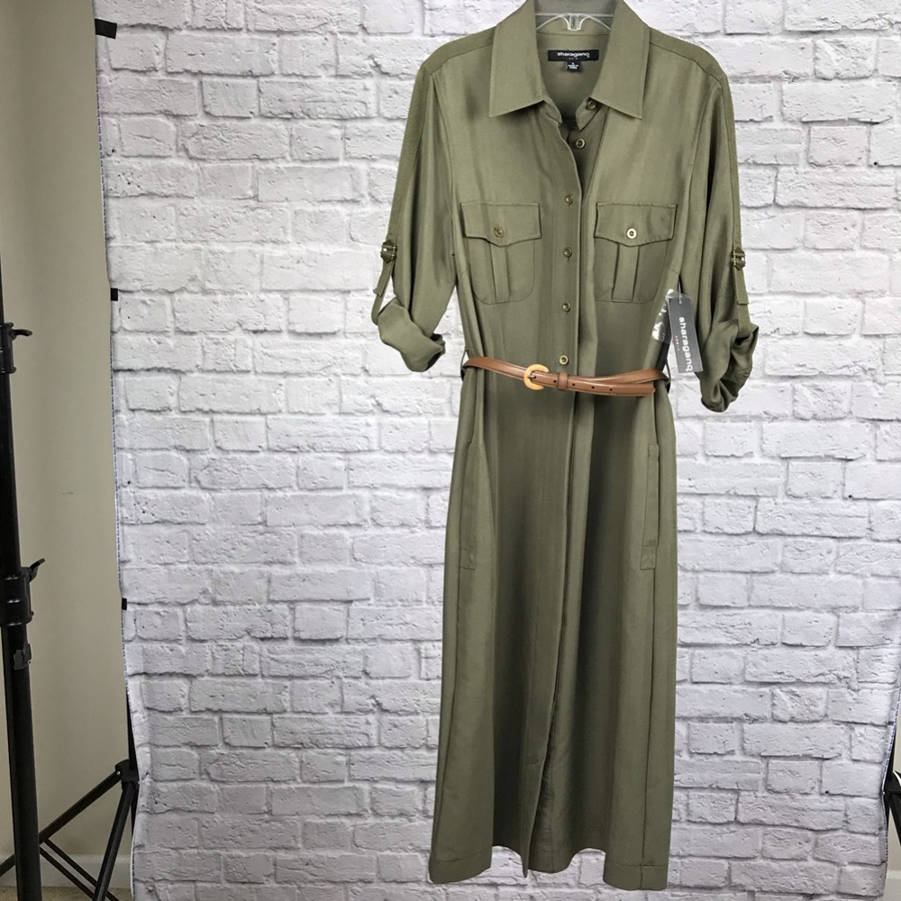 Sharagano Belted Shirt Dress